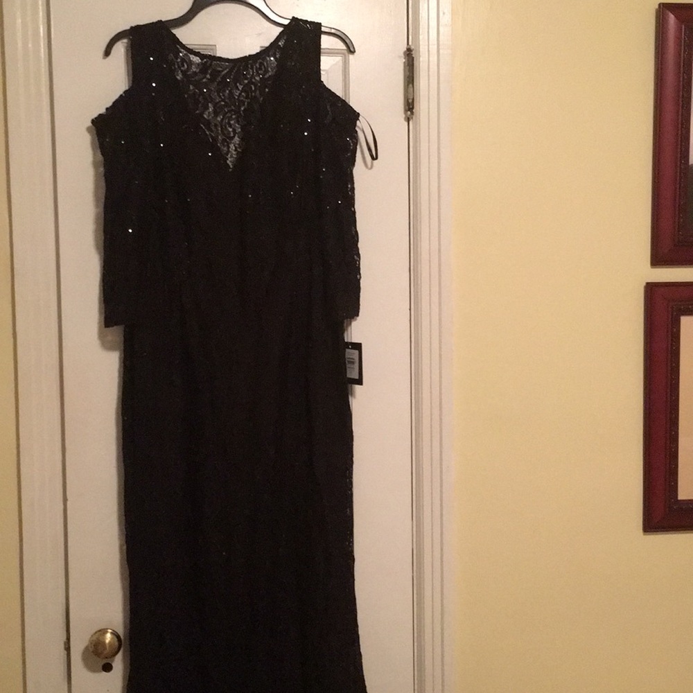 Black evening floor length dress.